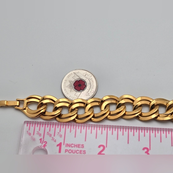 Vintage Monet Gold Plated Double Link Chain Bracelet Chunky Statement 1980s - Picture 10 of 12